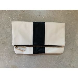 Forever 21 white with black stripe fold out clutch